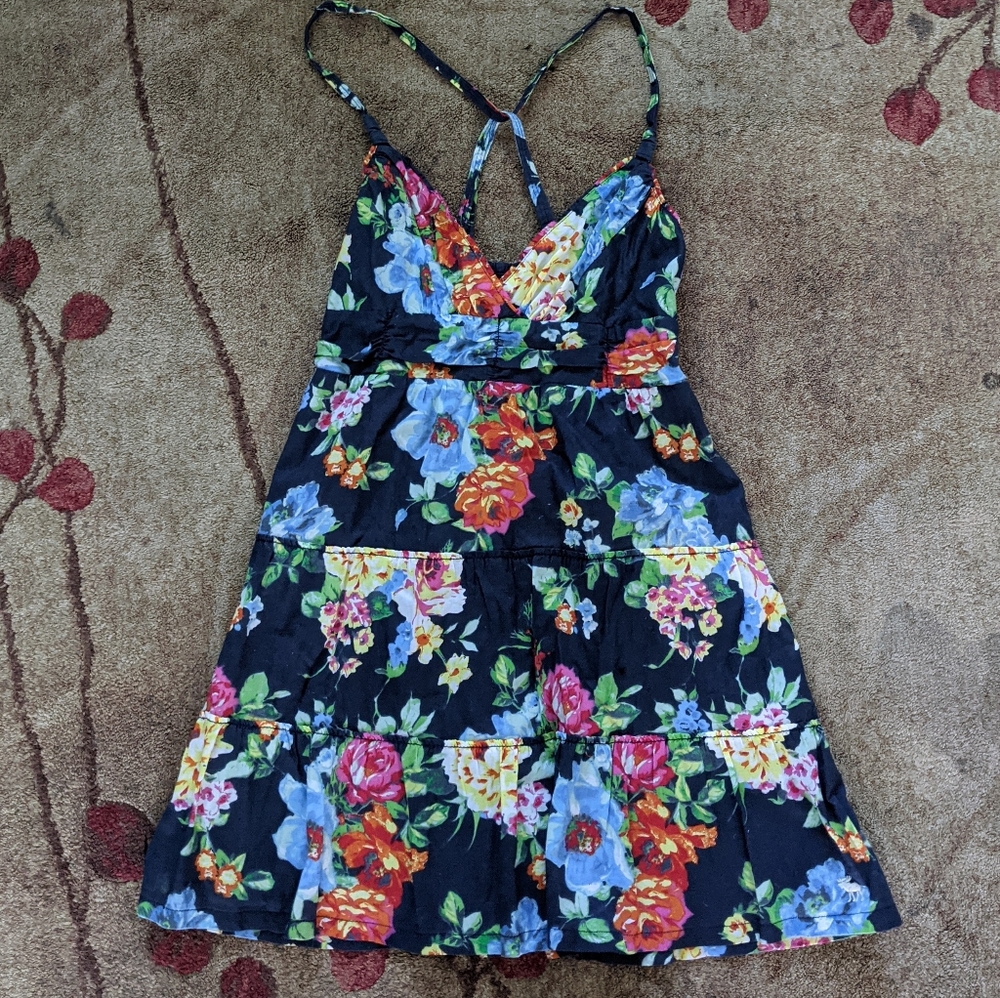 Navy blue & floral summer mini dress.  Abercrombie & Fitch